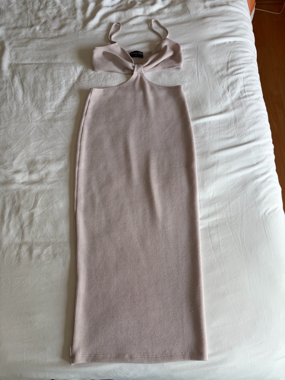 White Fox Boutique Dusty Blush Cutout Midi Dress